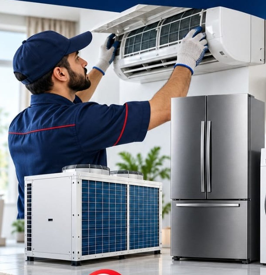 Blue Gate technician repairing appliance